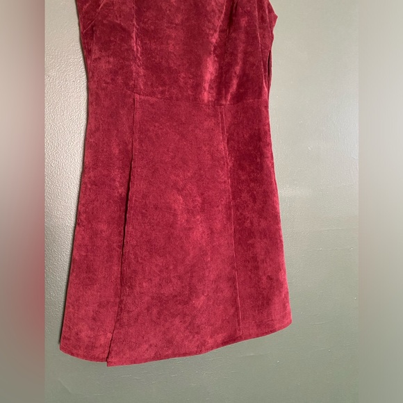 mini dress sleeveless corduroy Madam Rage burgundy red high neck side zip UK8 - Picture 7 of 15
